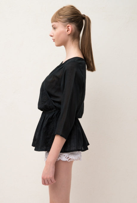 100% Cotton Blouse Tops Wrap Embroidered Soft Women's Velnica From Japan