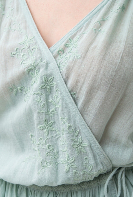 100% Cotton Blouse Tops Wrap Embroidered Soft Women's Velnica From Japan