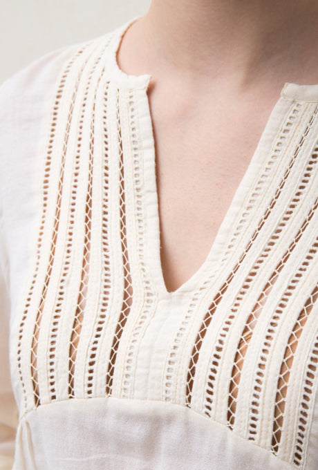 Blouse Tops 100% Cotton Delicate Ladder Lace Women's Velnica From Japan