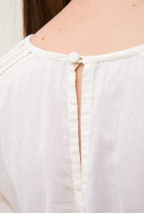 Blouse Tops 100% Cotton Delicate Ladder Lace Women's Velnica From Japan