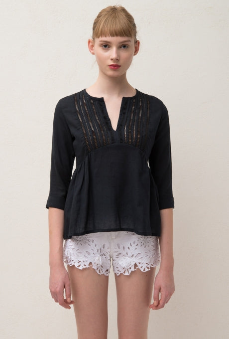 Blouse Tops 100% Cotton Delicate Ladder Lace Women's Velnica From Japan