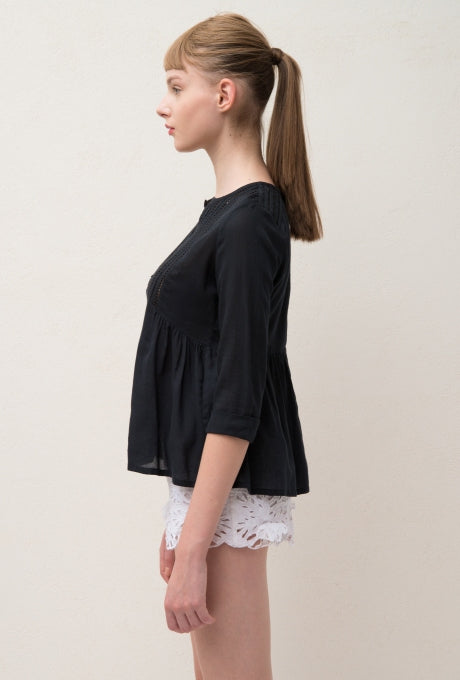 Blouse Tops 100% Cotton Delicate Ladder Lace Women's Velnica From Japan