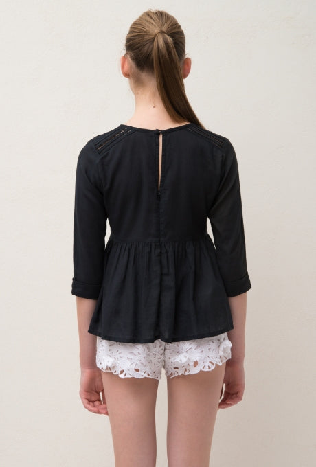 Blouse Tops 100% Cotton Delicate Ladder Lace Women's Velnica From Japan
