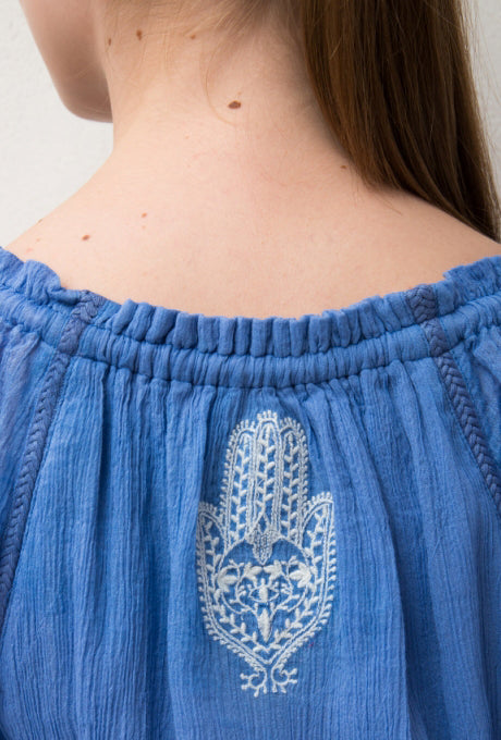 100% Cotton Midi Dress Crepe Soft Embroidered Summer Women's Velnica From Japan