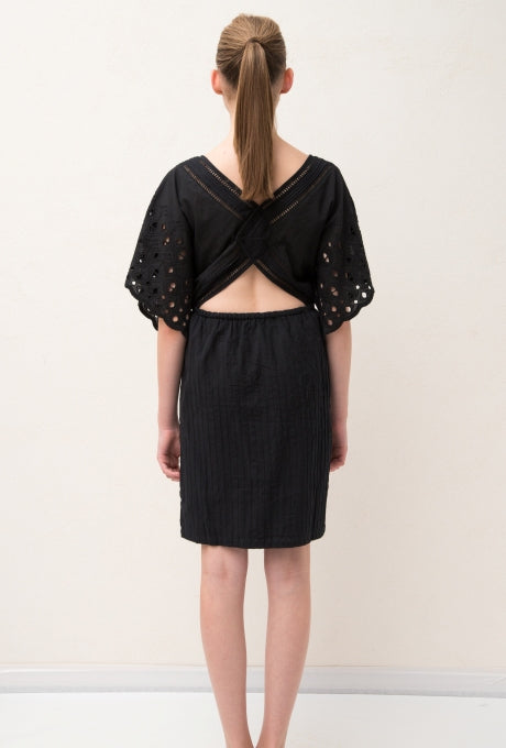 100% Cotton Mini Dress Cut-Out Lace Embroidered Women's Velnica From Japan