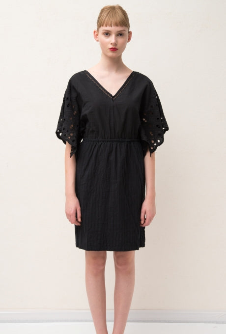 100% Cotton Mini Dress Cut-Out Lace Embroidered Women's Velnica From Japan