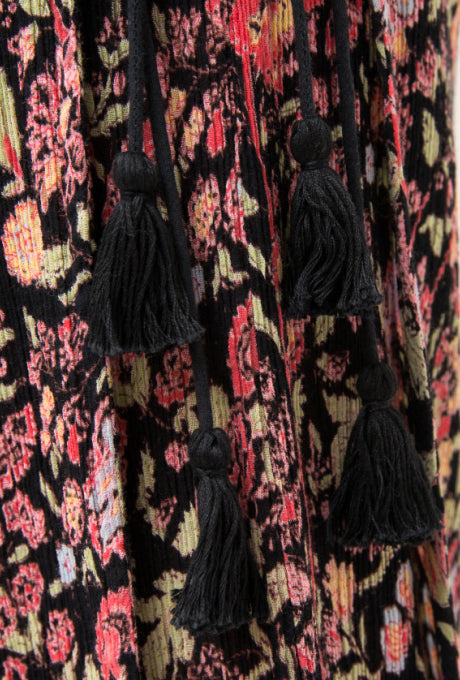 100% Cotton Midi Dress Floral Print Crepe Sleeveless Women's Velnica From Japan