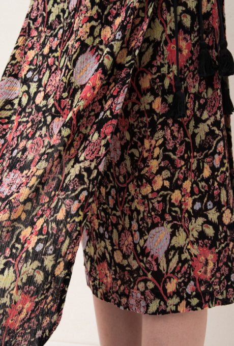 100% Cotton Midi Dress Floral Print Crepe Sleeveless Women's Velnica From Japan
