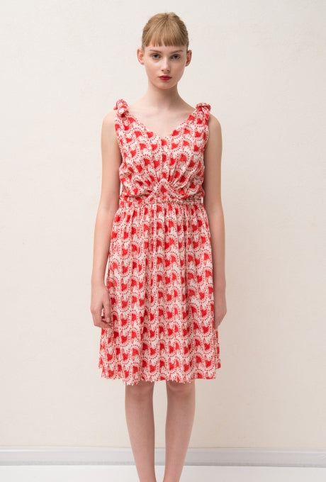 100% Cotton Mini Dress Beautiful Embroidered Shell Women's Velnica From Japan