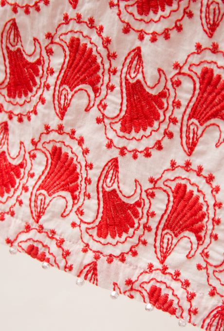 100% Cotton Mini Dress Beautiful Embroidered Shell Women's Velnica From Japan