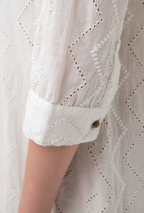 Cotton Linen Maxi Dress Shirt Embroidered Long Sleeve Women's Velnica From Japan