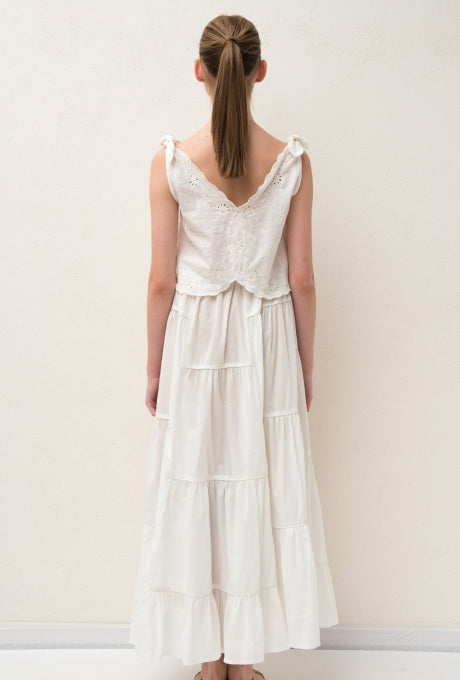 Maxi Dress Tiered 100% Cotton Embroidered Shell Coral Women's Velnica From Japan