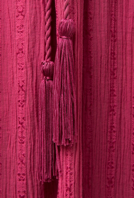 Cotton Rayon Crepe Maxi Dress Soft Fringe Summer Women's Velnica From Japan
