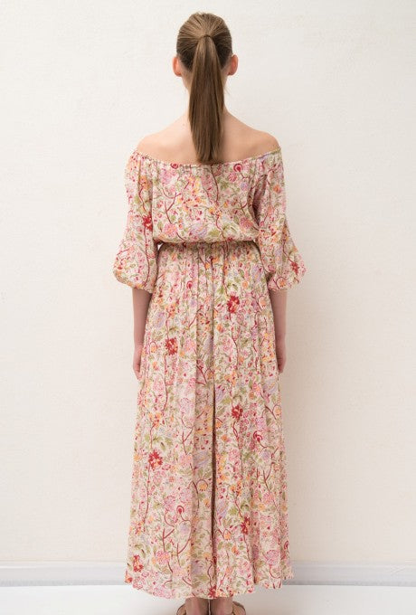 100% Cotton Jumpsuits Floral Print Crepe Soft Women's Velnica From Japan