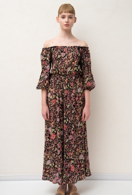 100% Cotton Jumpsuits Floral Print Crepe Soft Women's Velnica From Japan