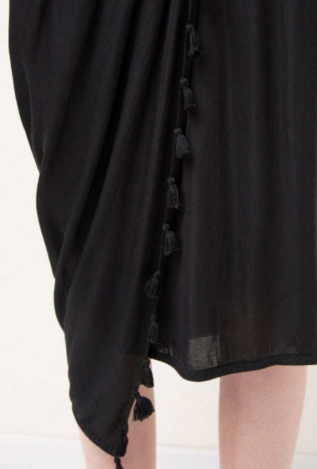 Knee-Length Pencil Skirt Drape Tassels Beautiful Women's Velnica From Japan