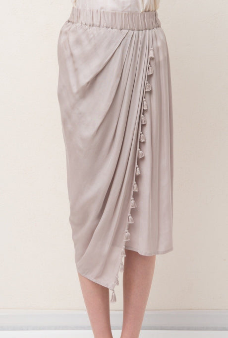 Knee-Length Pencil Skirt Drape Tassels Beautiful Women's Velnica From Japan