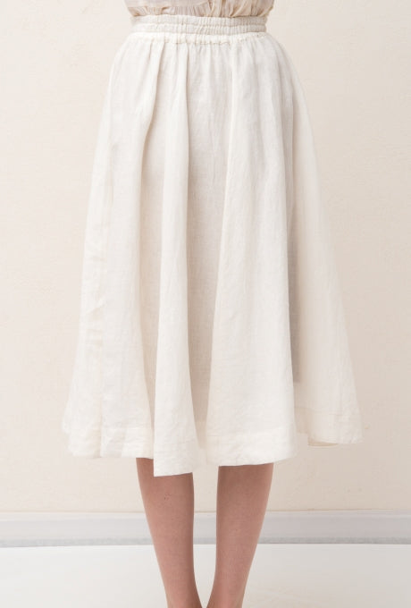 100% Linen Skirt Flare Shell Motif Embroidered Women's Velnica From Japan