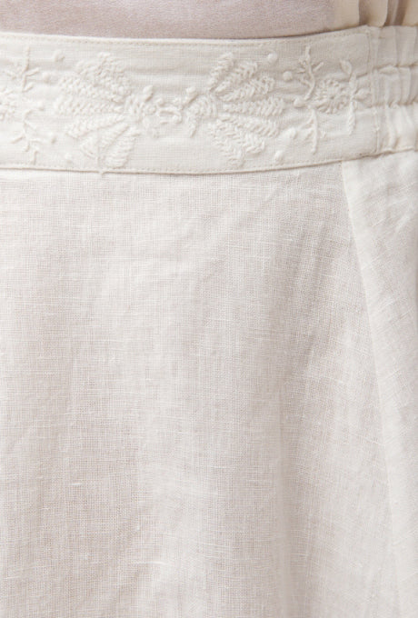 100% Linen Skirt Flare Shell Motif Embroidered Women's Velnica From Japan