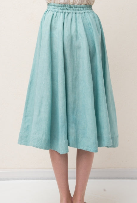 100% Linen Skirt Flare Shell Motif Embroidered Women's Velnica From Japan
