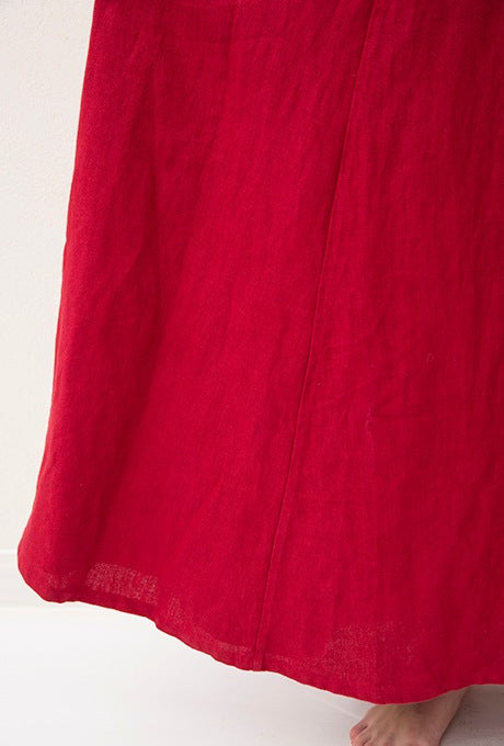 100% Linen Maxi Dress A-line Elegant Women's Velnica From Japan
