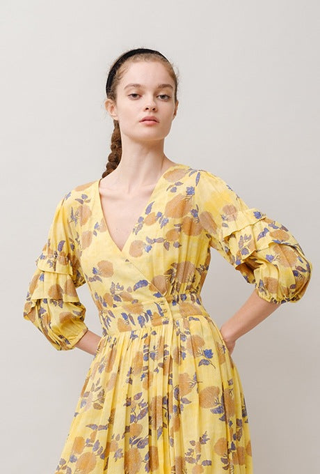 Floral Print Maxi Dress Wrap Beautiful Cache-Coeur Women's Velnica From Japan