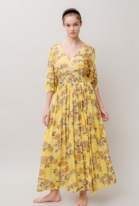 Floral Print Maxi Dress Wrap Beautiful Cache-Coeur Women's Velnica From Japan