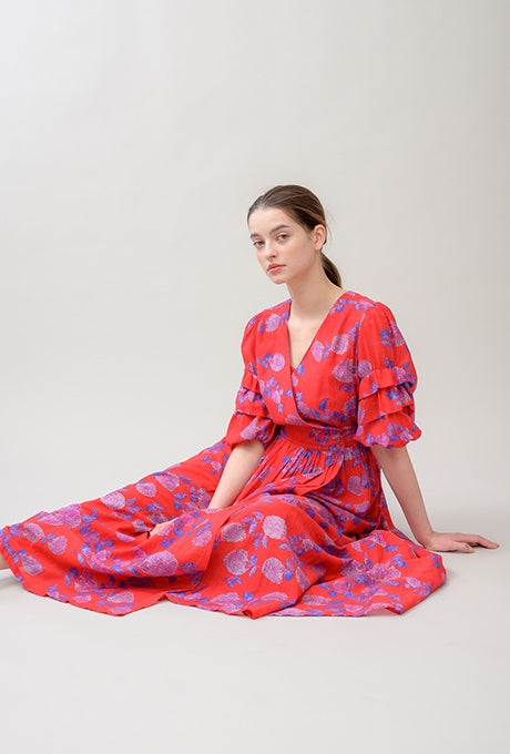 Floral Print Maxi Dress Wrap Beautiful Cache-Coeur Women's Velnica From Japan