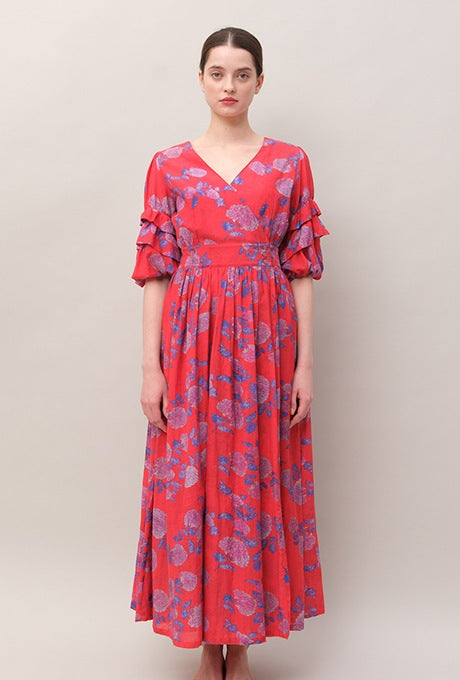 Floral Print Maxi Dress Wrap Beautiful Cache-Coeur Women's Velnica From Japan