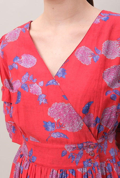 Floral Print Maxi Dress Wrap Beautiful Cache-Coeur Women's Velnica From Japan