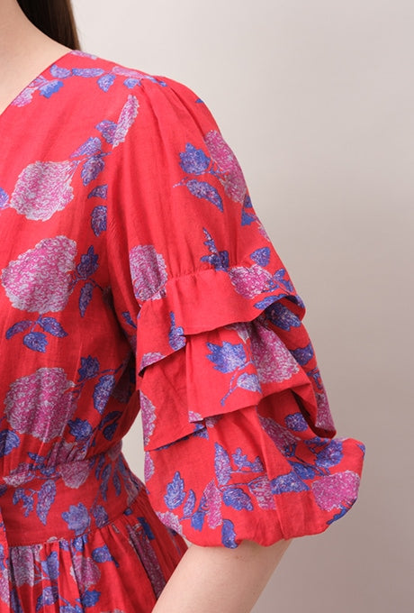 Floral Print Maxi Dress Wrap Beautiful Cache-Coeur Women's Velnica From Japan