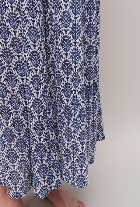 100% Cotton Maxi Dress Print Bead Decoration Women's Velnica From Japan