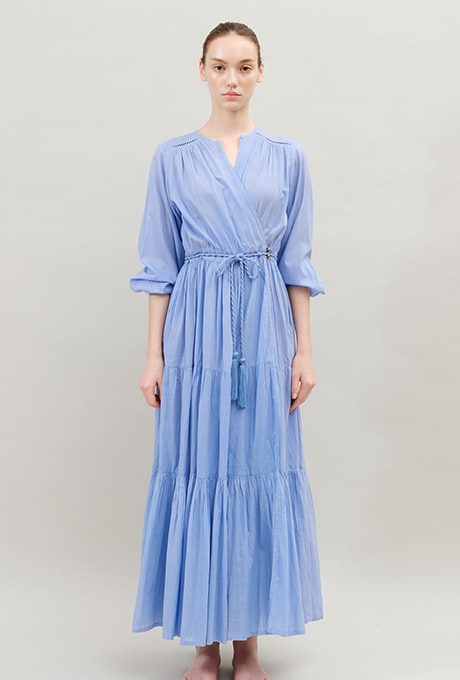 Maxi Dress lightweight Wrap 100% Cotton Cache-Coeur Women's Velnica From Japan