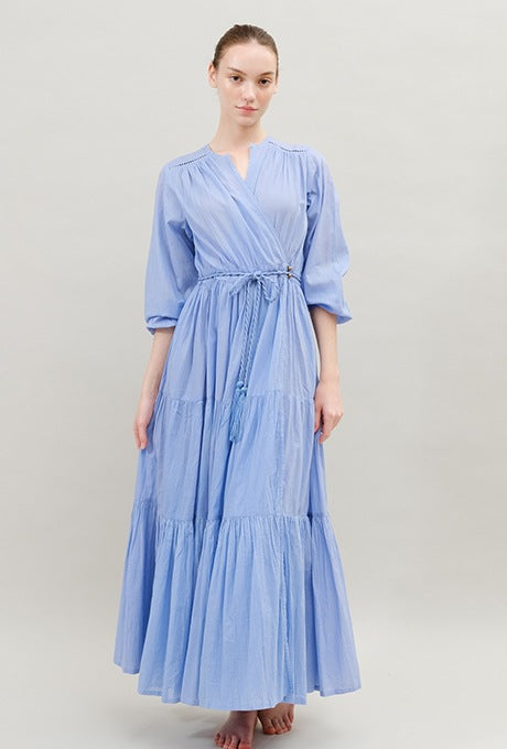 Maxi Dress lightweight Wrap 100% Cotton Cache-Coeur Women's Velnica From Japan