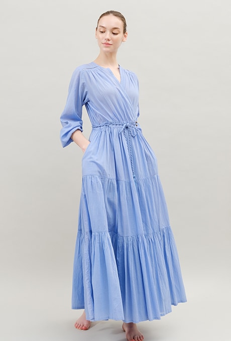 Maxi Dress lightweight Wrap 100% Cotton Cache-Coeur Women's Velnica From Japan