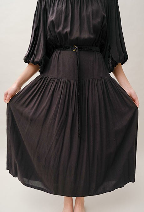 Woven Rayon Midi Dress Dot Dobby Velvet Long Sleeve Women's Velnica From Japan