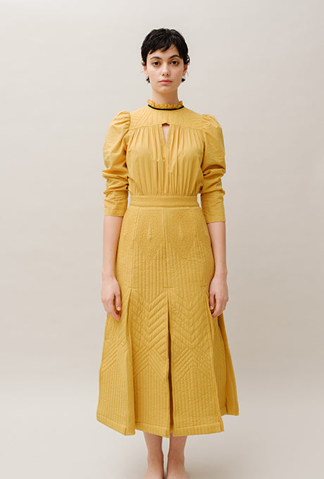 Midi Dress Beautiful Stitching and Quilting Design Women's Velnica From Japan