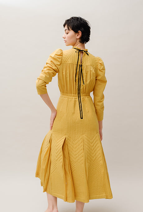 Midi Dress Beautiful Stitching and Quilting Design Women's Velnica From Japan