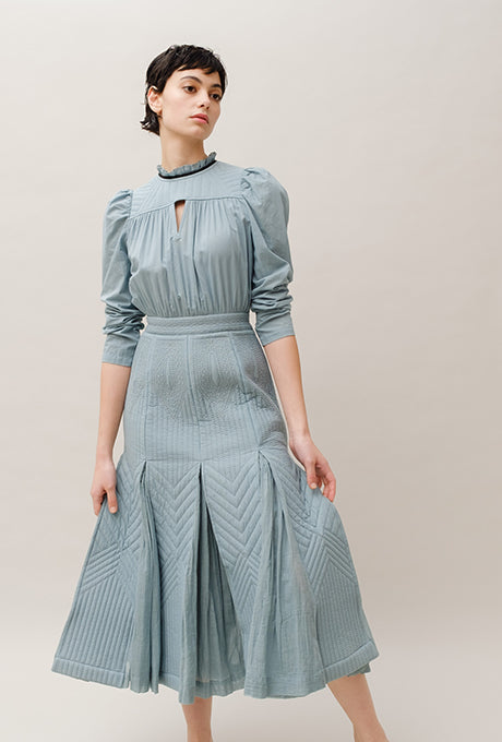 Midi Dress Beautiful Stitching and Quilting Design Women's Velnica From Japan