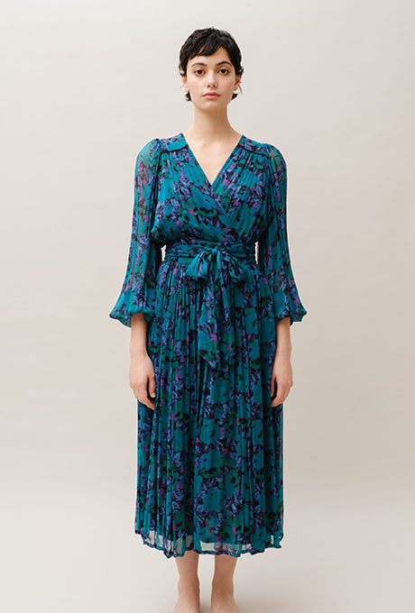 Chiffon Midi Dress Floral Print Gorgeous Beautiful Women's Velnica From Japan