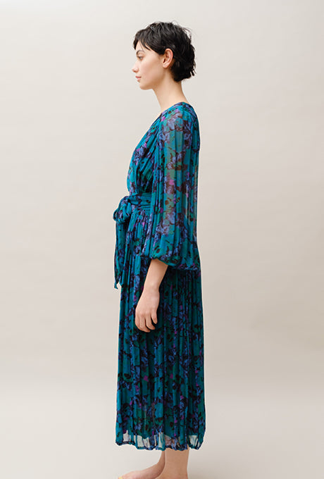 Chiffon Midi Dress Floral Print Gorgeous Beautiful Women's Velnica From Japan