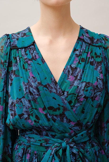 Chiffon Midi Dress Floral Print Gorgeous Beautiful Women's Velnica From Japan