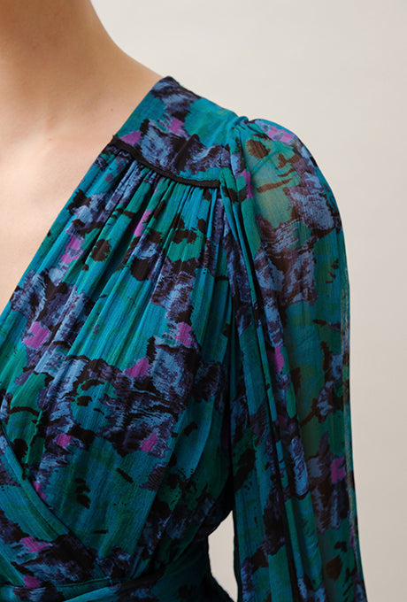 Chiffon Midi Dress Floral Print Gorgeous Beautiful Women's Velnica From Japan