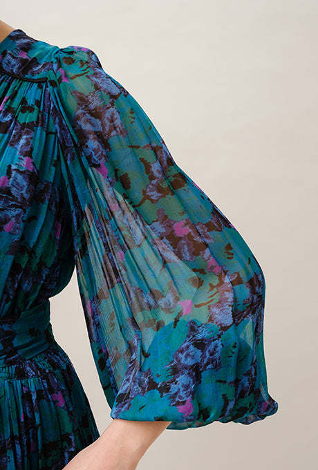 Chiffon Midi Dress Floral Print Gorgeous Beautiful Women's Velnica From Japan