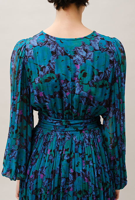 Chiffon Midi Dress Floral Print Gorgeous Beautiful Women's Velnica From Japan
