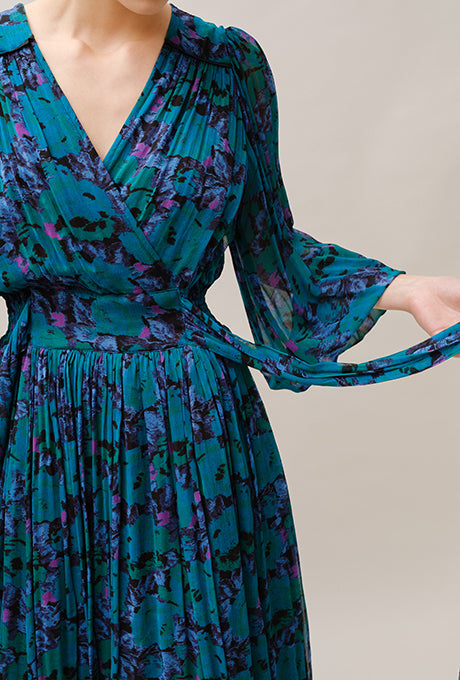 Chiffon Midi Dress Floral Print Gorgeous Beautiful Women's Velnica From Japan