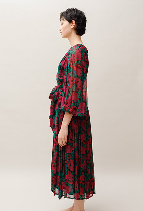 Chiffon Midi Dress Floral Print Gorgeous Beautiful Women's Velnica From Japan