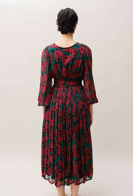 Chiffon Midi Dress Floral Print Gorgeous Beautiful Women's Velnica From Japan