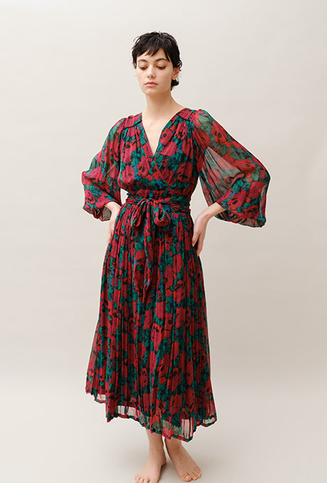 Chiffon Midi Dress Floral Print Gorgeous Beautiful Women's Velnica From Japan
