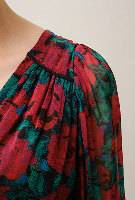 Chiffon Midi Dress Floral Print Gorgeous Beautiful Women's Velnica From Japan